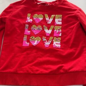 Cat & Jack Red Sequin Love Sweatshirt